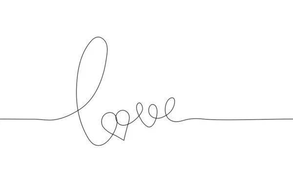 Durchgehende Linienzeichnung Des Wortes Liebe Auf Weißem Hintergrund Vektor Horizontale — Stockvektor