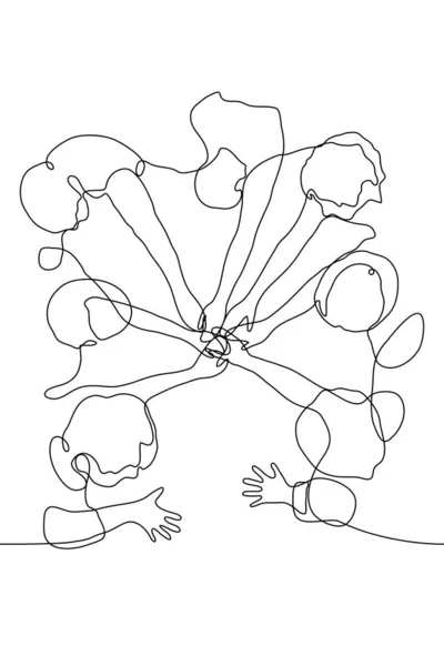 Compañía Arte Línea Continua Personas Sienta Suelo Con Las Manos — Archivo Imágenes Vectoriales