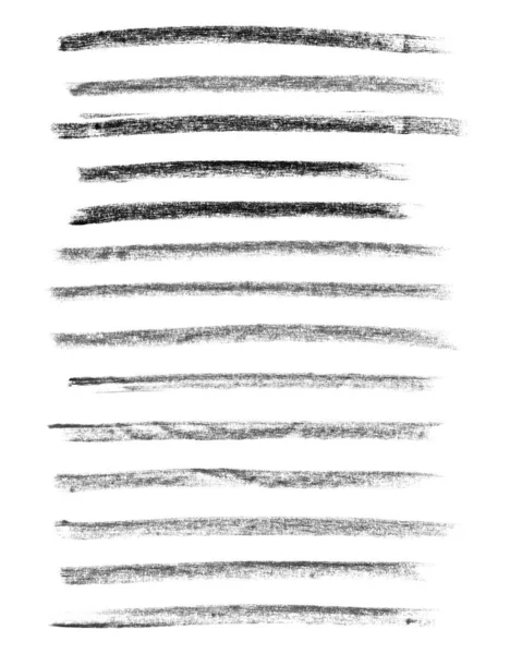 Set Pennellate Disegnate Mano Matita Pennarello Lunghe Sottili Tracce Matita — Foto Stock