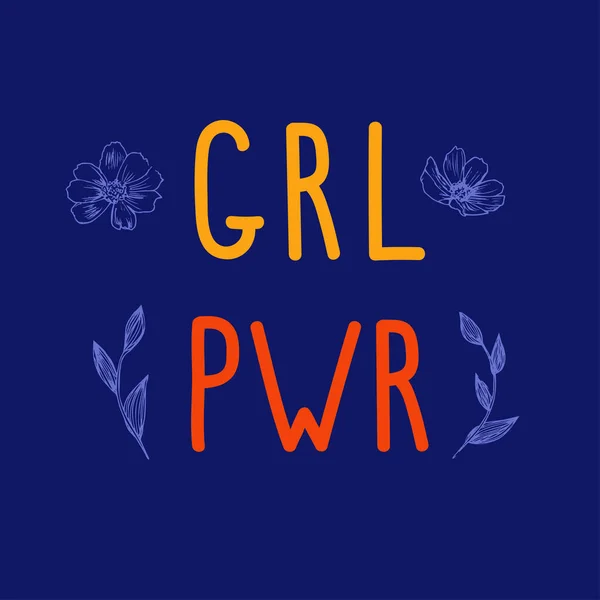 Оранжево Красные Буквы Grl Pwr Означает Girl Power Нарисованными Руки — стоковый вектор