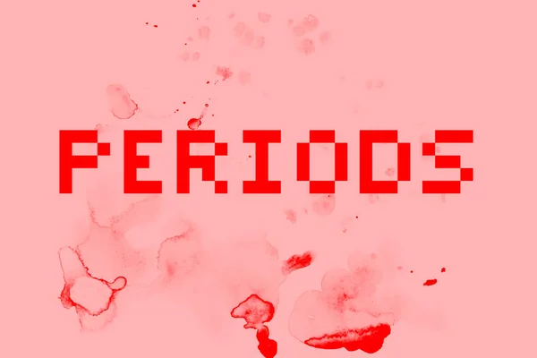 Vector Pixel Γράμματα Περίοδοι Ροζ Φόντο Κόκκινες Κηλίδες Ακουαρέλας Διαφάνεια — Διανυσματικό Αρχείο