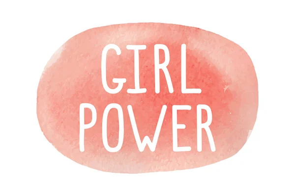 Vektorové Ručně Psané Bílé Písmo Girl Power Pozadí Akvarelu Světle — Stockový vektor