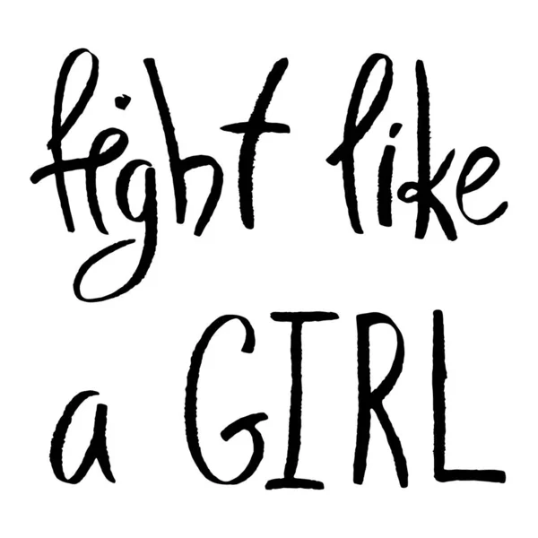 Vector Grunge Lettering Fight Girl Black Ink Isolated White Handwritten - Stok Vektor