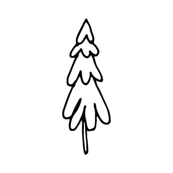Árvore Desenhada Mão Tinta Preta Estilo Doodle Técnica Esboço Ícone — Vetor de Stock