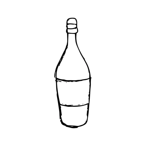 Hand Drawn Vintage Illustration Wine Bottle Blank Label Grunge Style Royalty Free Stock Vectors
