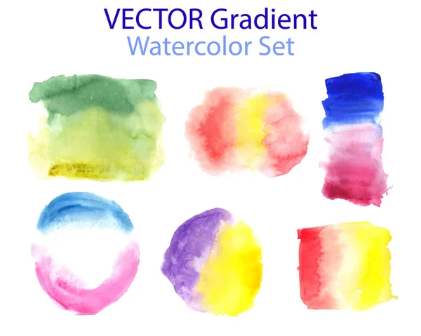 Vector Watercolor Vibrant Set Abstract Gradients Multicolored Traced Watercolor Frames — Stock Vector