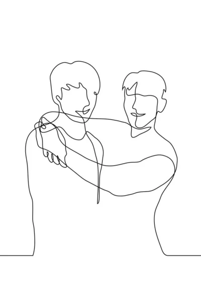 Βέκτορ Ζωγραφίζει Φίλους Που Στέκονται Στην Αγκαλιά Του Δύο Άνδρες — Διανυσματικό Αρχείο