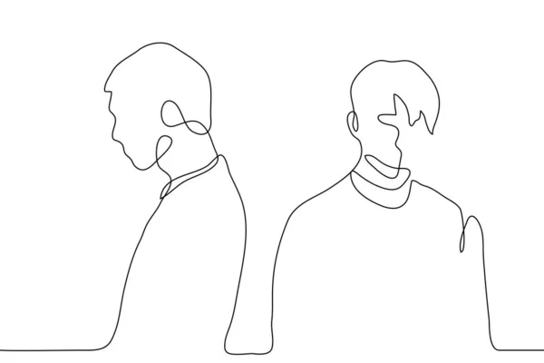 Une Silhouette Art Linéaire Continue Deux Hommes Qui Sont Détournés — Image vectorielle