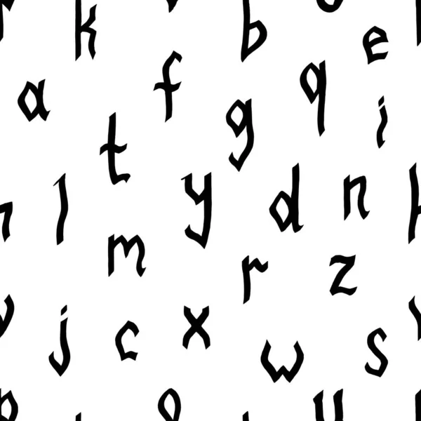 Nahtloses Muster Von Handgezeichneten Buchstaben Kleinbuchstaben Gotischen Stil Schriftzug Spur — Stockvektor
