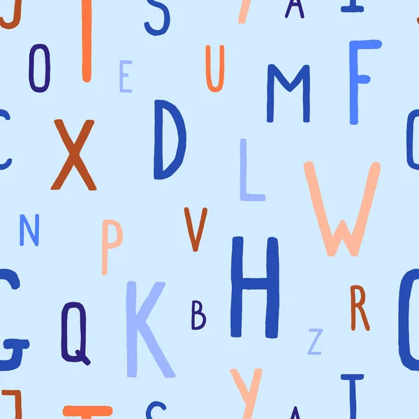 Nahtloses Muster Einer Kompletten Reihe Handgezeichneter Großbuchstaben Des Englischen Alphabets — Stockvektor