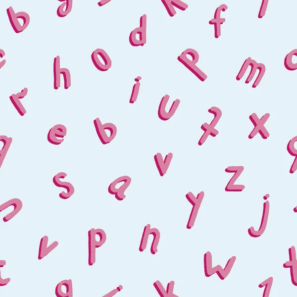 Nahtloses Muster Aus Lateinischen Kleinbuchstaben Auf Blauem Hintergrund Trace Lettering — Stockvektor
