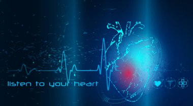 Innovative illustration of heartbeat. Modern and dynamic vector illustration of the heart and its rhythm clipart
