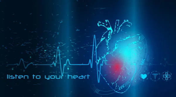 Innovatieve illustratie van hartslag. Moderne en dynamische vectorillustratie van het hart en zijn ritme — Stockvector