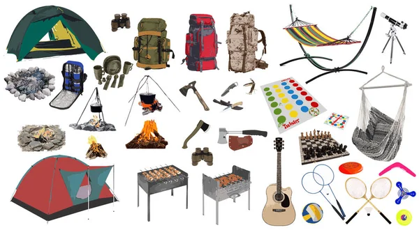 Set Camping Equipment Icon Set — Stock Vector