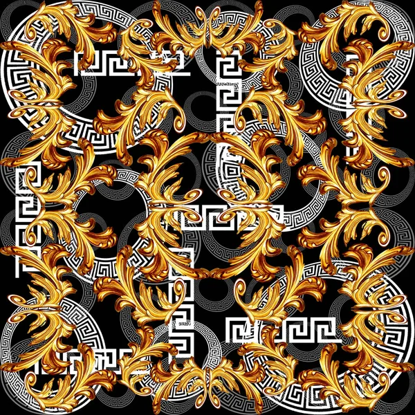 Baroque Gold Color Greek Design Pattern Stock Photo by