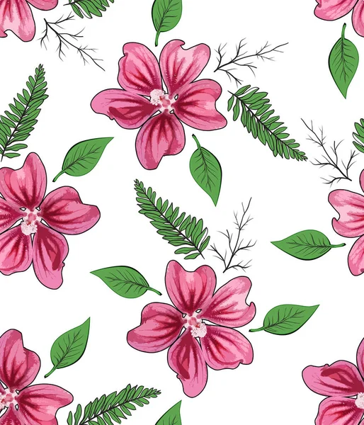 Blume Mit Blättern Design Nahtlose Muster — Stockfoto