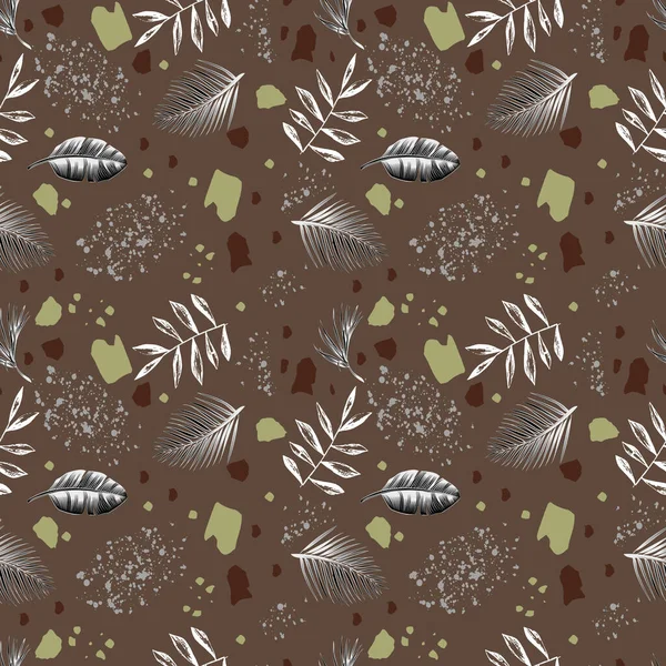 abstract branches and leaves design seamless pattern print