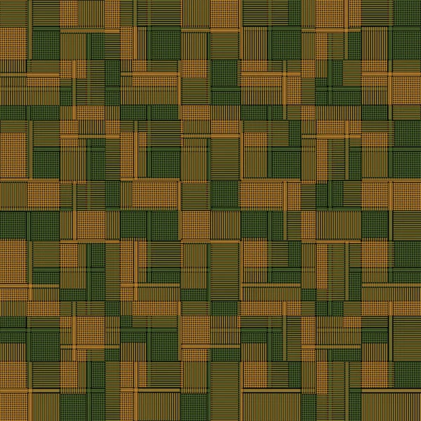 几何现代线条绿色格子花无缝图案 — 图库照片