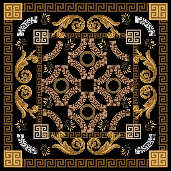 Gaya Emas Baroque Dengan Desain Lingkaran Yunani Pola Mulus — Stok Foto