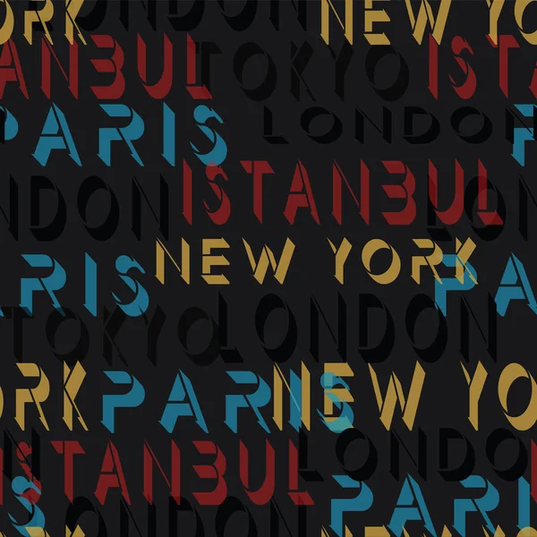 Trendy Mode Paris London Milano Istanbul Tokyo Text Nahtloses Muster — Stockfoto