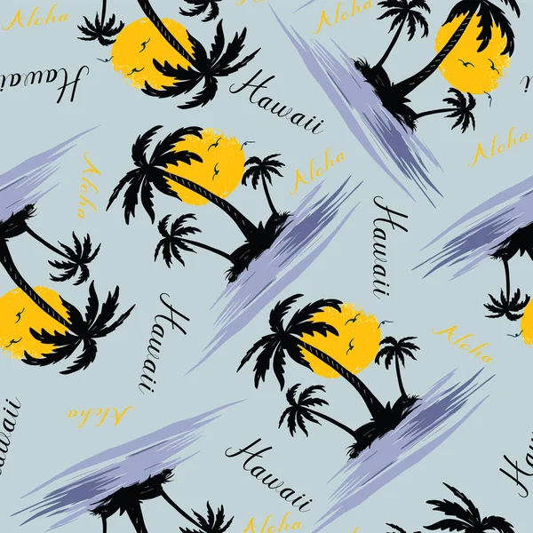 Palmy Ostrov Krásnými Tropických Ptáků Bezešvé Vzor Design — Stock fotografie