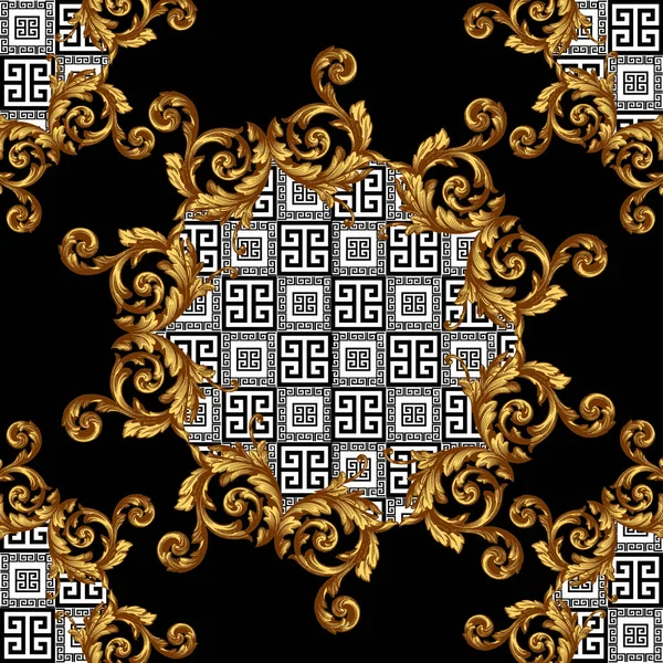 gold baroque hand draw antique style seamless pattern