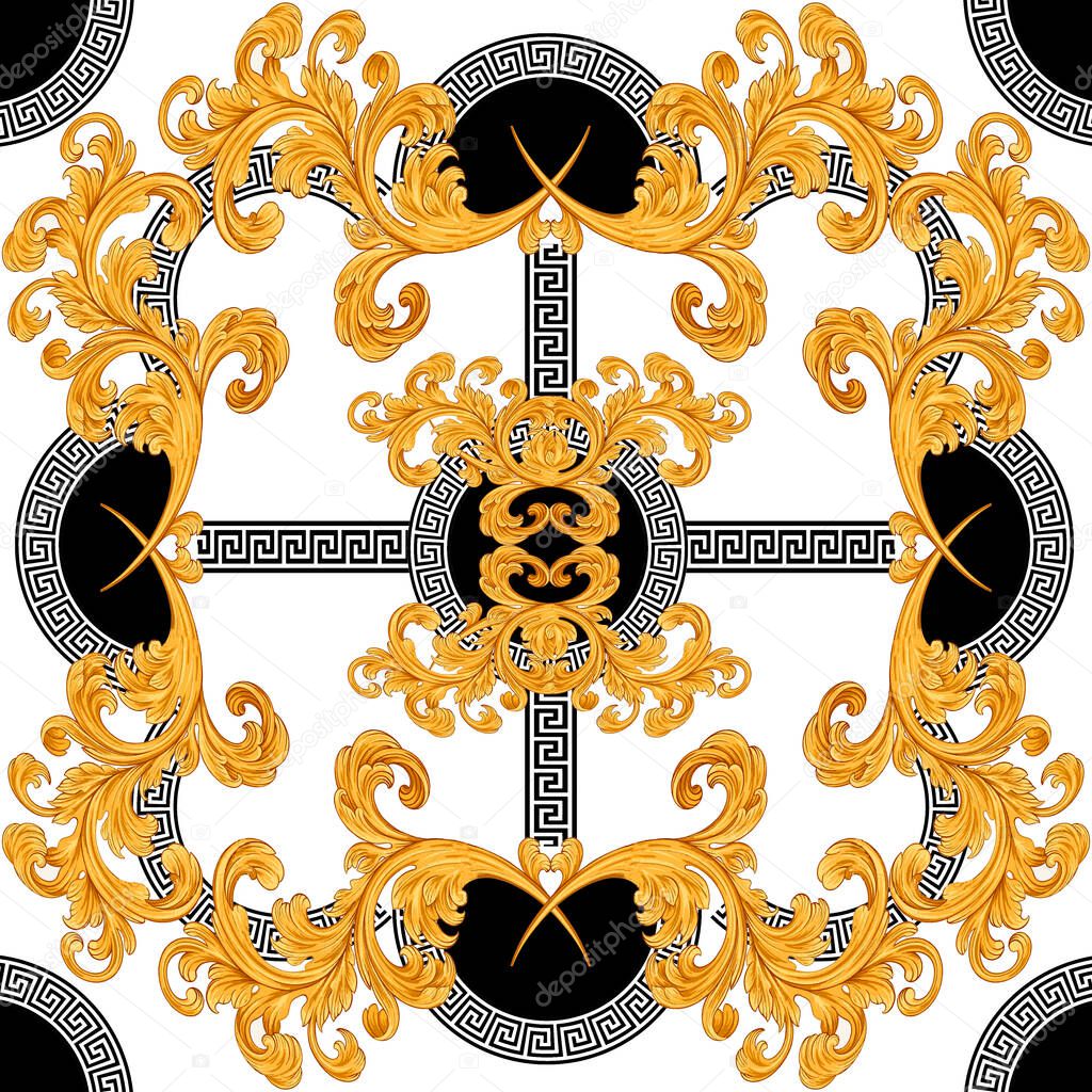 baroque with circle greek design seamless pattern