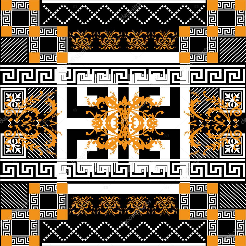 greek pattern with baroque style seamless pattern design