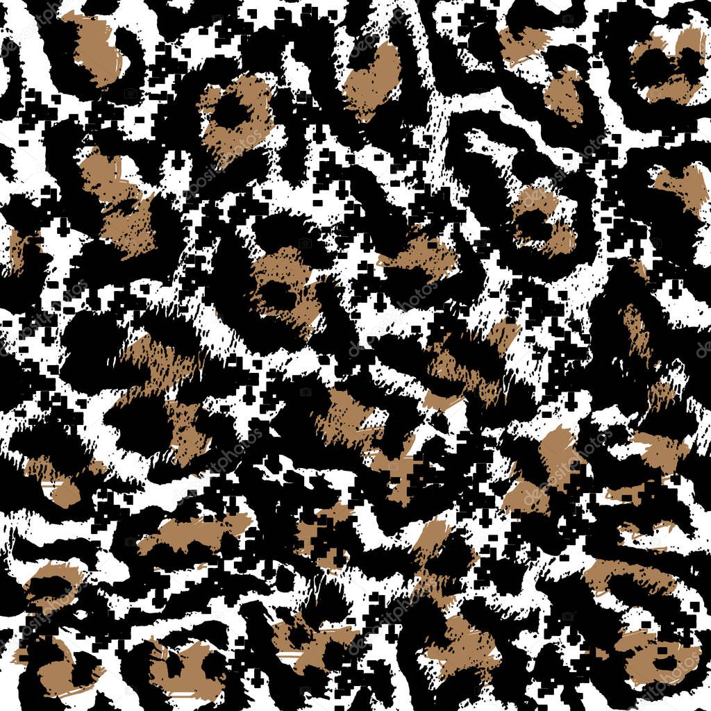 leopard hand draw abstract seamless pattern 
