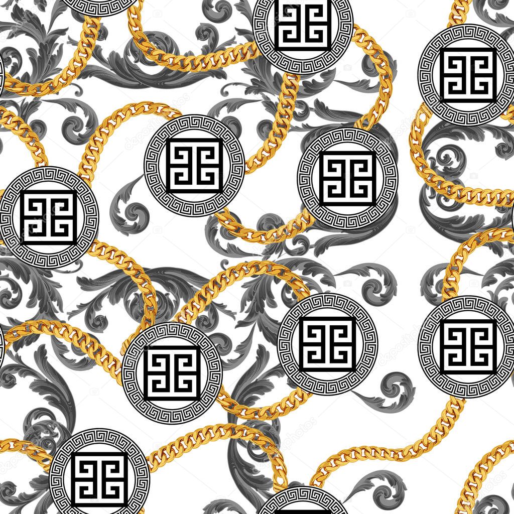 Modern baroque with greek seamless pattern design