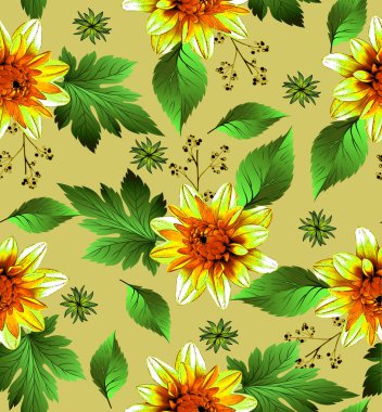 Çiçeksiz desenli yaprak ve dallar tasarımı