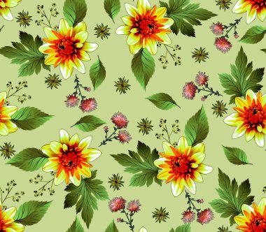 Çiçeksiz desenli yaprak ve dallar tasarımı