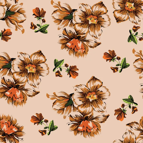 hand draw beautiful flower with leave and branches design