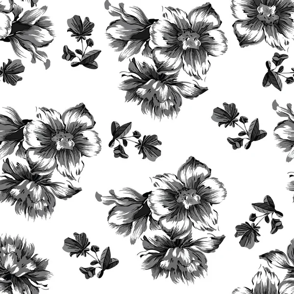 Σχέδιο Χέρι Όμορφο Λουλούδι Άδεια Και Κλαδιά Σχεδιασμό — Φωτογραφία Αρχείου