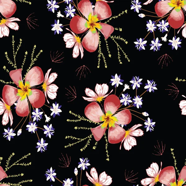 Flower with leaf seamless pattern design