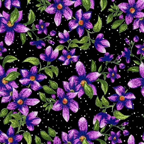 beautiful flower with leaf seamless pattern