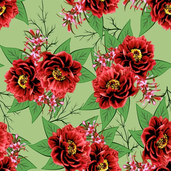 Flower pattern with leaves seamless design