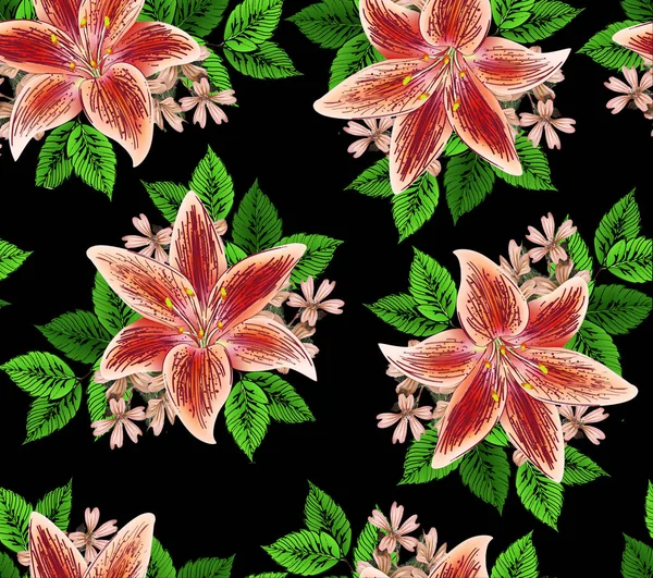 Flower Pattern Leaves Seamless Design — Stock Photo, Image
