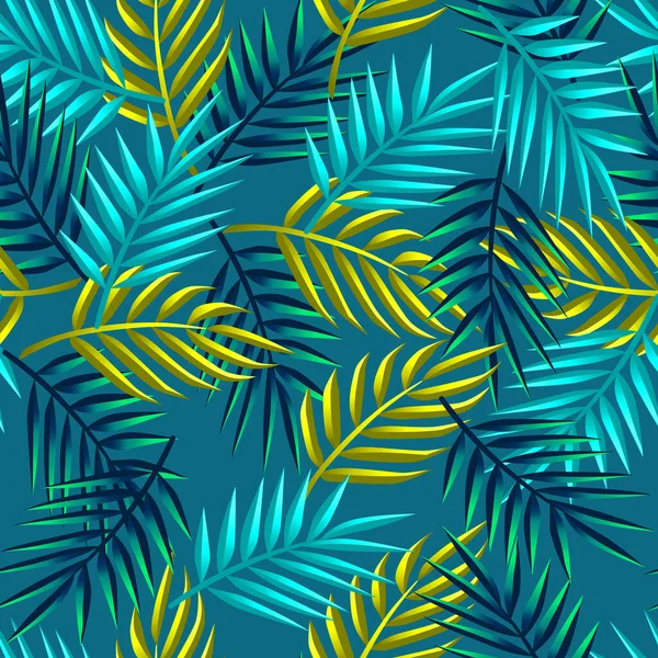 Palm Tree Leaves Colored Seamless Pattern — Stock Photo, Image