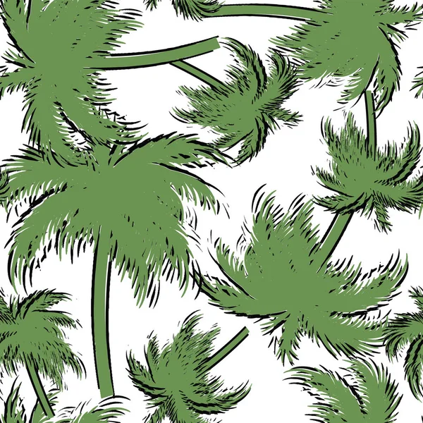 Ручной Рисунок Пальмы Дизайн Бесшовный Узор — стоковое фото