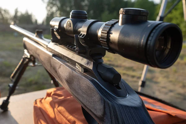 Close up of modern military sniper rifle — Stock Photo, Image