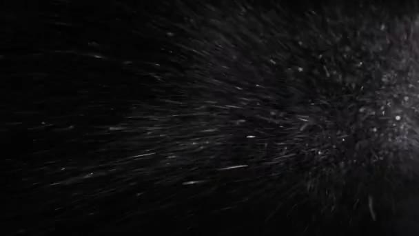 Hiver, fortes chutes de neige sur fond noir — Video