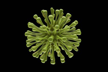 Siyah izole edilmiş arka planda birkaç viral bakterinin 3D görüntülenmesi