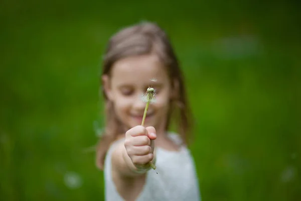 Großes Porträt Eines Schönen Kleinen Mädchens Vollen Fokus Mit Einem — Stockfoto