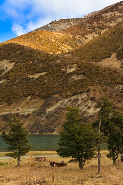 Südalpen Neuseeland Ein Schaft Aus Sonnenlicht Erhellt Den Reißzahn Der — Stockfoto