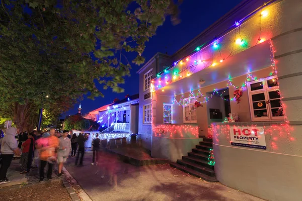 Colorida Iluminación Navidad Que Atrae Los Turistas Franklin Road Auckland — Foto de Stock
