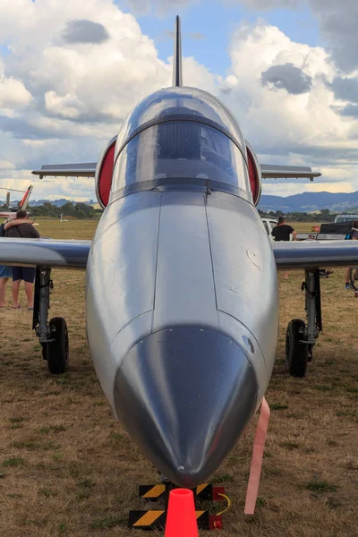 Nariz Avión Entrenamiento Reacción Militar Albatros Checoslovaco Fotografiado Una Exhibición —  Fotos de Stock