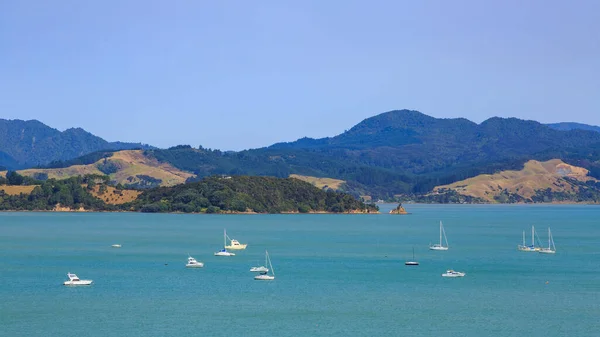 Гавань Коромандел Нова Зеландія Багатьма Яхтами Воді — стокове фото