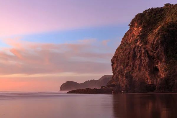 Піха Нова Зеландія Заході Сонця Лев Рок Передньому Плані Височіє — стокове фото