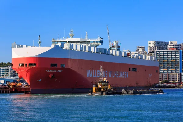 Een Gigantisch Vrachtschip Tamerlane Van Wallenius Wilhelmsen Line Auckland Nieuw — Stockfoto